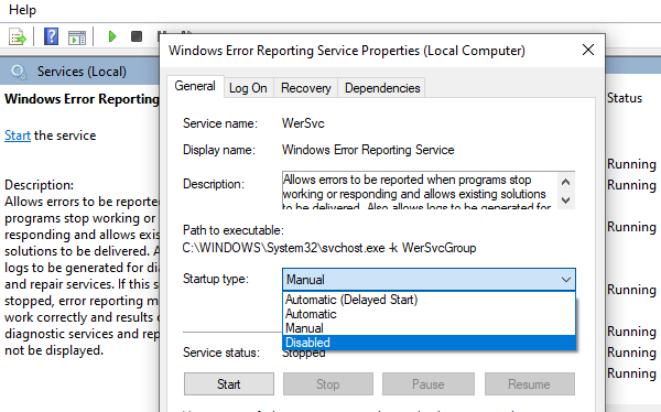 windows error report